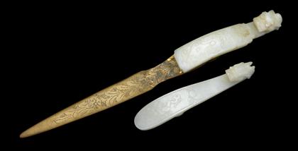 Two good Chinese white jade garment