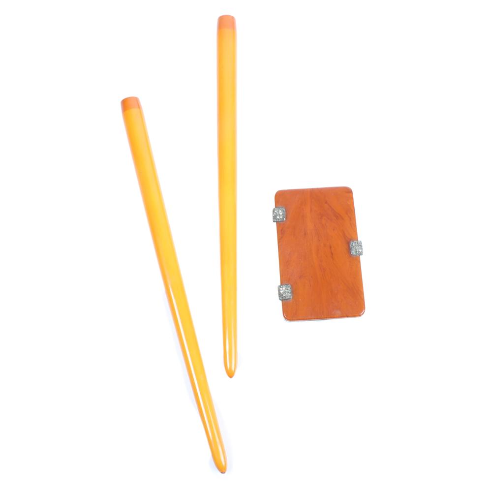 TWO GORHAM BAKELITE CANDLES AND