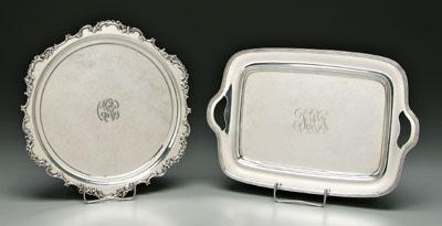 Two Gorham sterling trays: one