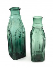TWO GOTHIC-MOLDED EMERALD GREE