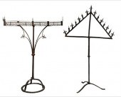 TWO GOTHIC WROUGHT IRON FLOOR