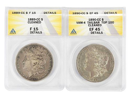 TWO GRADED CARSON CITY MORGAN
