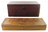 TWO GRAIN PAINTED STORAGE BOXE