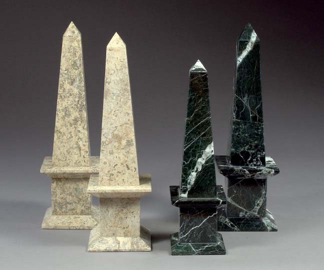 Two Grand Antique Marble Obelisks,