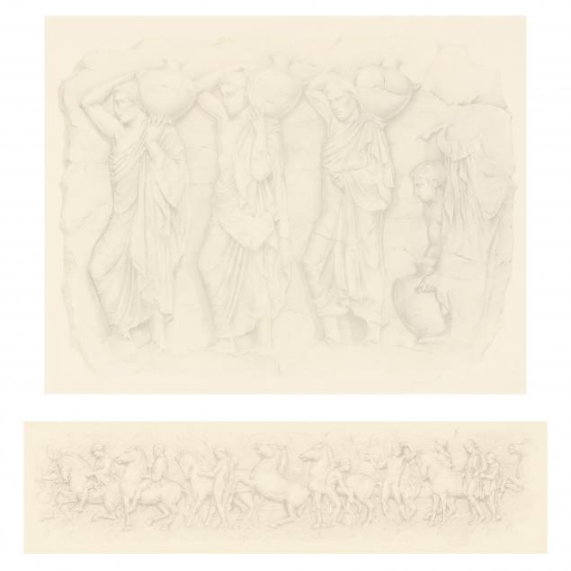 TWO GRAPHITE DRAWINGS OF THE