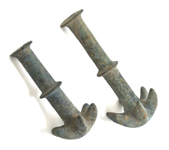 Two Greco-Roman Bronze Anchors each