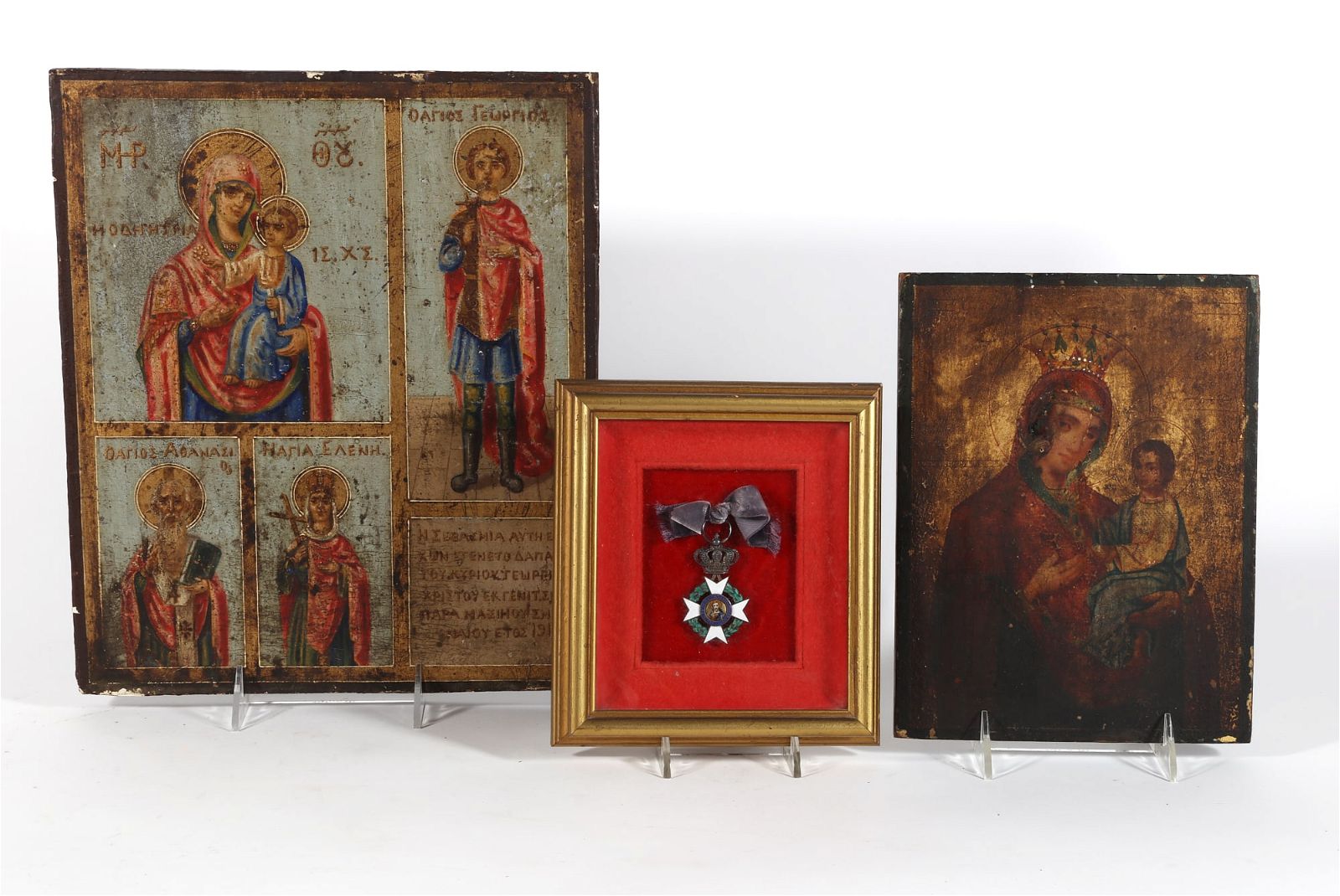 TWO GREEK OR RUSSIAN ICONSTwo Greek