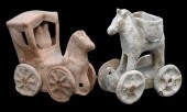 TWO GREEK TERRACOTTA AND POTTE
