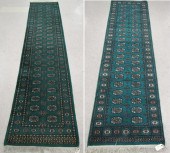 TWO GREEN BOKHARA RUNNERS, BOT