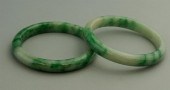 TWO GREEN JADE BANGLE BRACELET