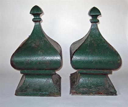 Two-green -painted tin architectual
