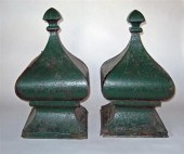     	Two-green -painted tin ar