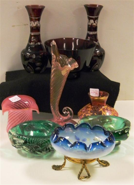 Two green Venetian glass bowls 