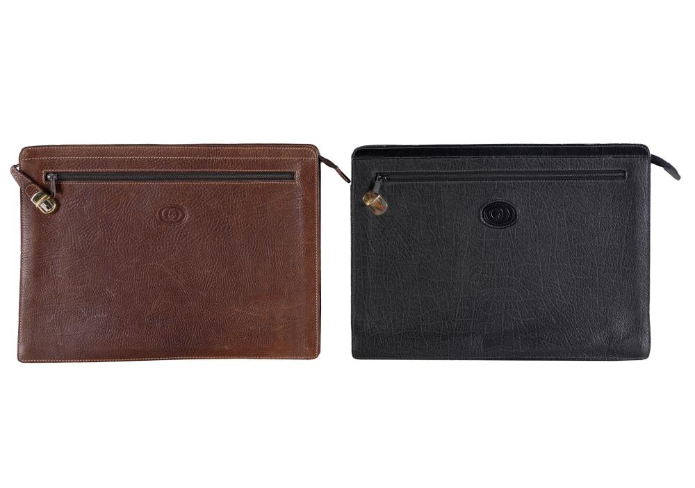 TWO GUCCI LEATHER PORTFOLIO CASESin