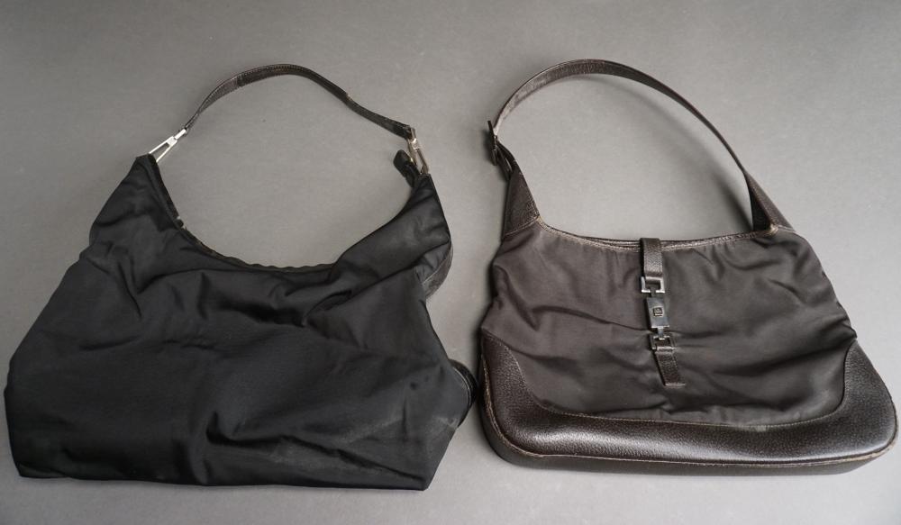 TWO GUCCI NYLON AND LEATHER