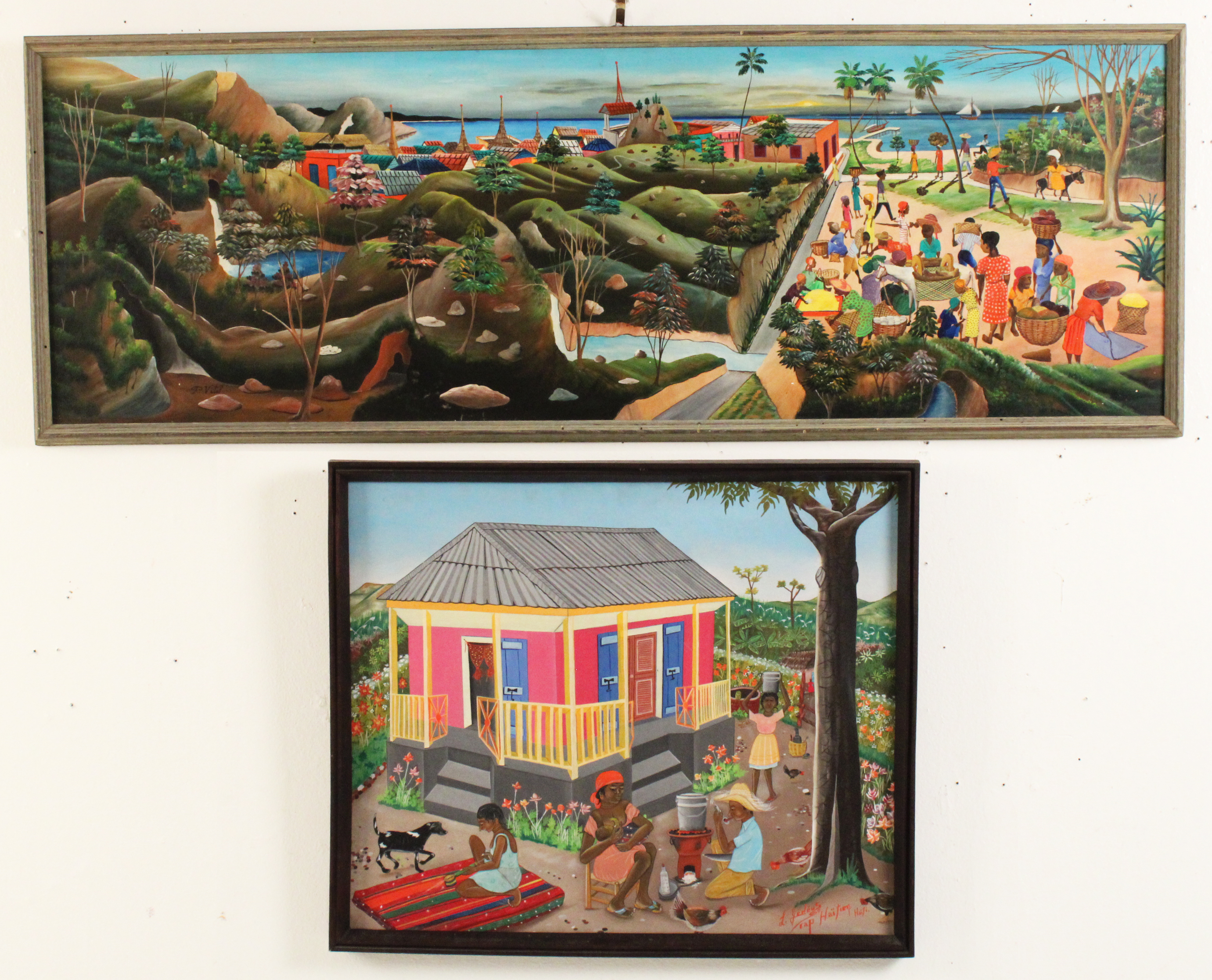 TWO HAITI OIL ON PANEL PAINTINGS BY