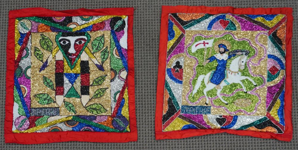 TWO HAITIAN FOLK ART BEADED