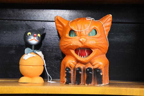 TWO HALLOWEEN ITEMS. Paper mache
