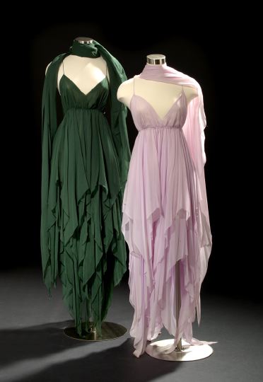 Two Halston Evening Gowns with
