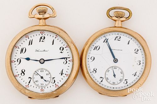 TWO HAMILTON GOLD-FILLED POCKET