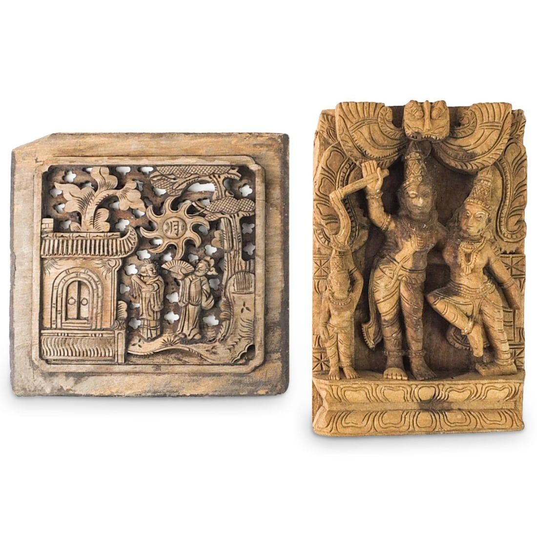 TWO HAND CARVED WOODEN