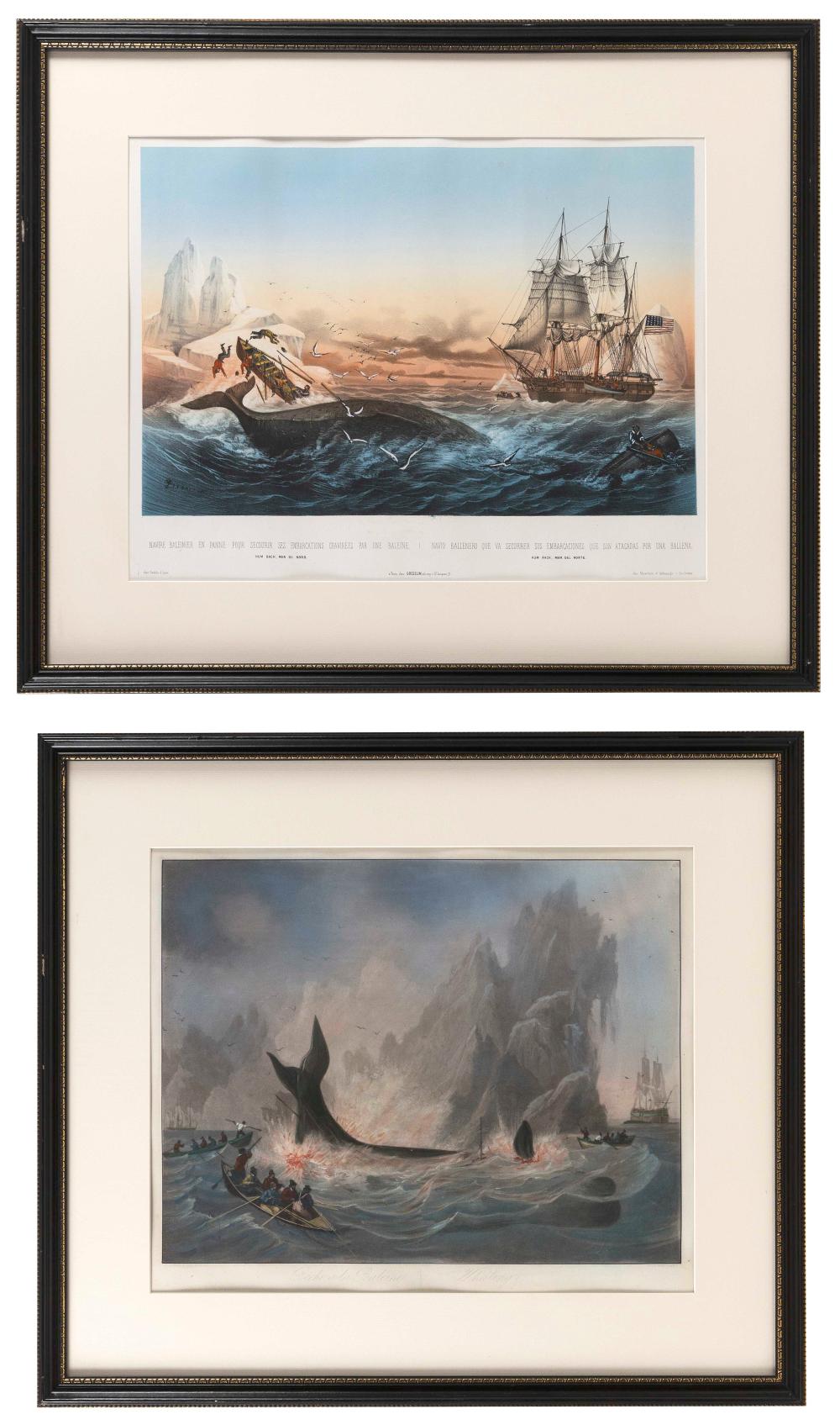TWO HAND-COLORED PRINTS "NAVIRE