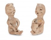 TWO HAND-FORMED CERAMIC TESUQU