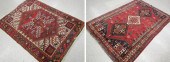 TWO HAND KNOTTED SEMI-ANTIQUE