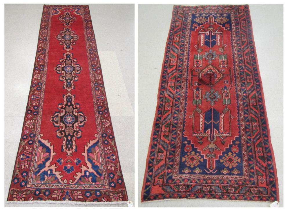 TWO HAND KNOTTED SEMI-ANTIQUE