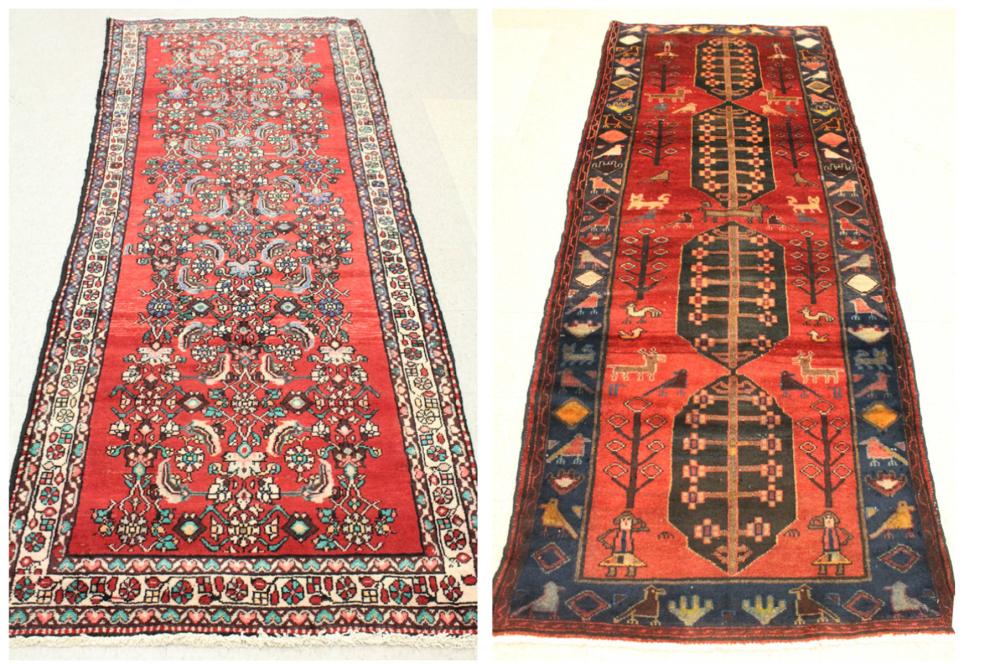 TWO HAND KNOTTED SEMI-ANTIQUE