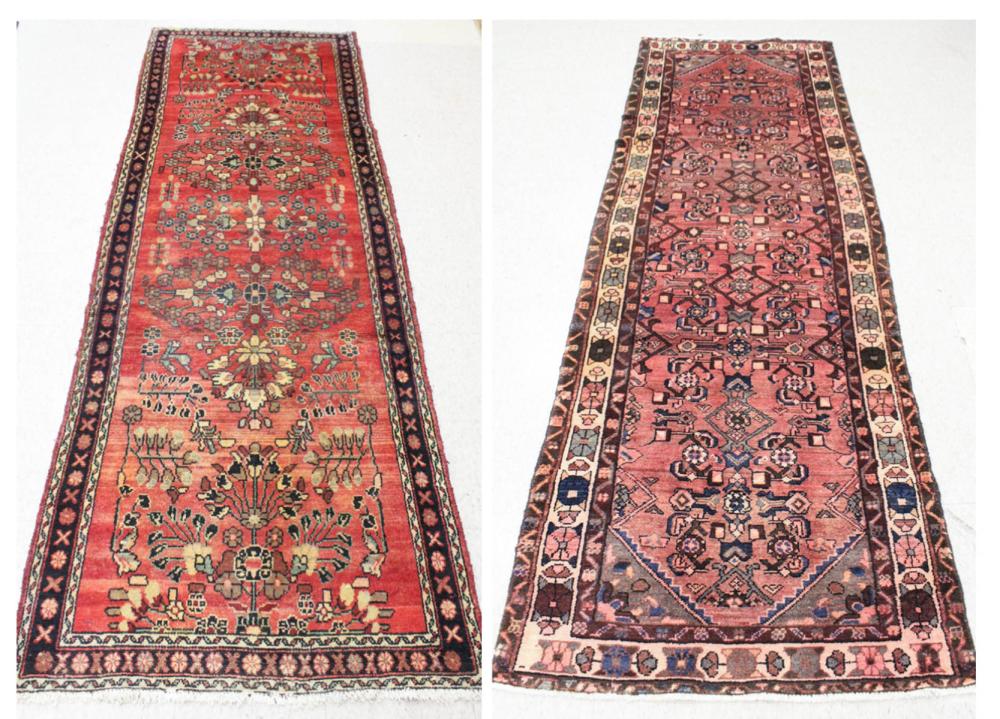 TWO HAND KNOTTED SEMI-ANTIQUE
