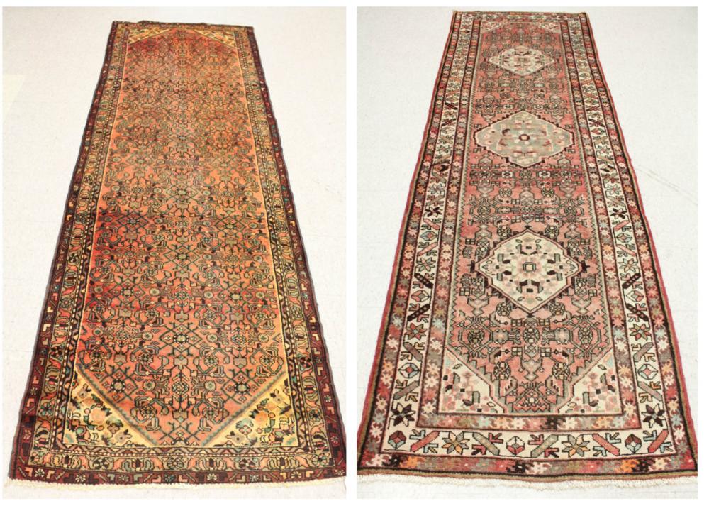 TWO HAND KNOTTED SEMI-ANTIQUE