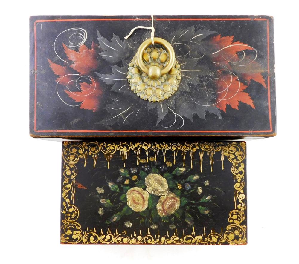 TWO HAND-PAINTED BOXES, AMERICAN,