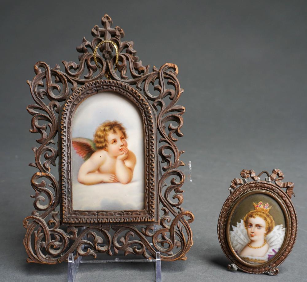 TWO HAND PAINTED MINIATURES OF A