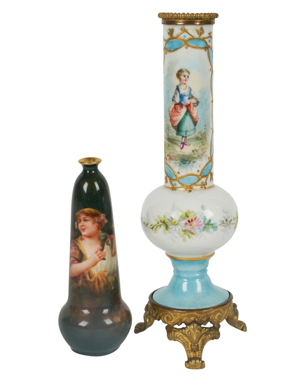 TWO HAND-PAINTED PORCELAIN