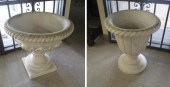 TWO HAND-SCULPTURED WHITE MARB