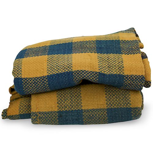 TWO HAND WOVEN AMERICAN OVERSHOT