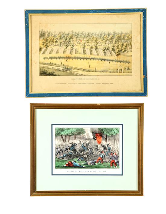 TWO HANDCOLORED LITHOGRAPHS. 
