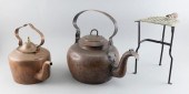 TWO HANDMADE COPPER TEA KETTLE