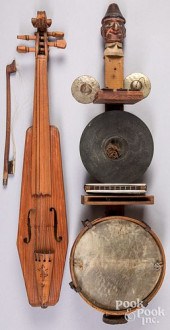 TWO HANDMADE FOLK ART STRINGED