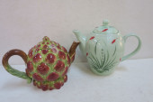 TWO HANDPAINTED PORCELAIN TEAP