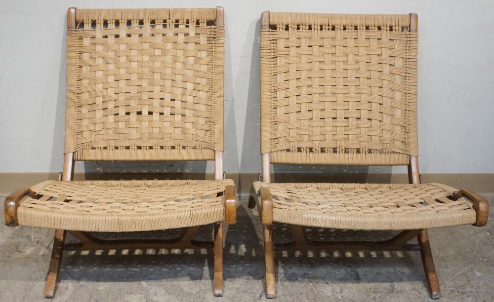 TWO HANS WEGNER STYLE TEAK ROPE