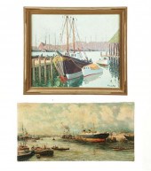 TWO HARBOR PAINTINGS (AMERICAN