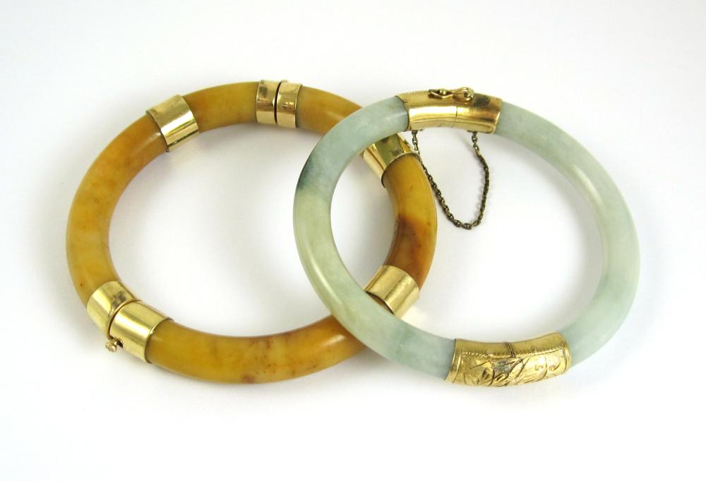 TWO HARDSTONE AND FOURTEEN KARAT