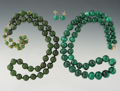 Two Hardstone Necklaces and Pair of