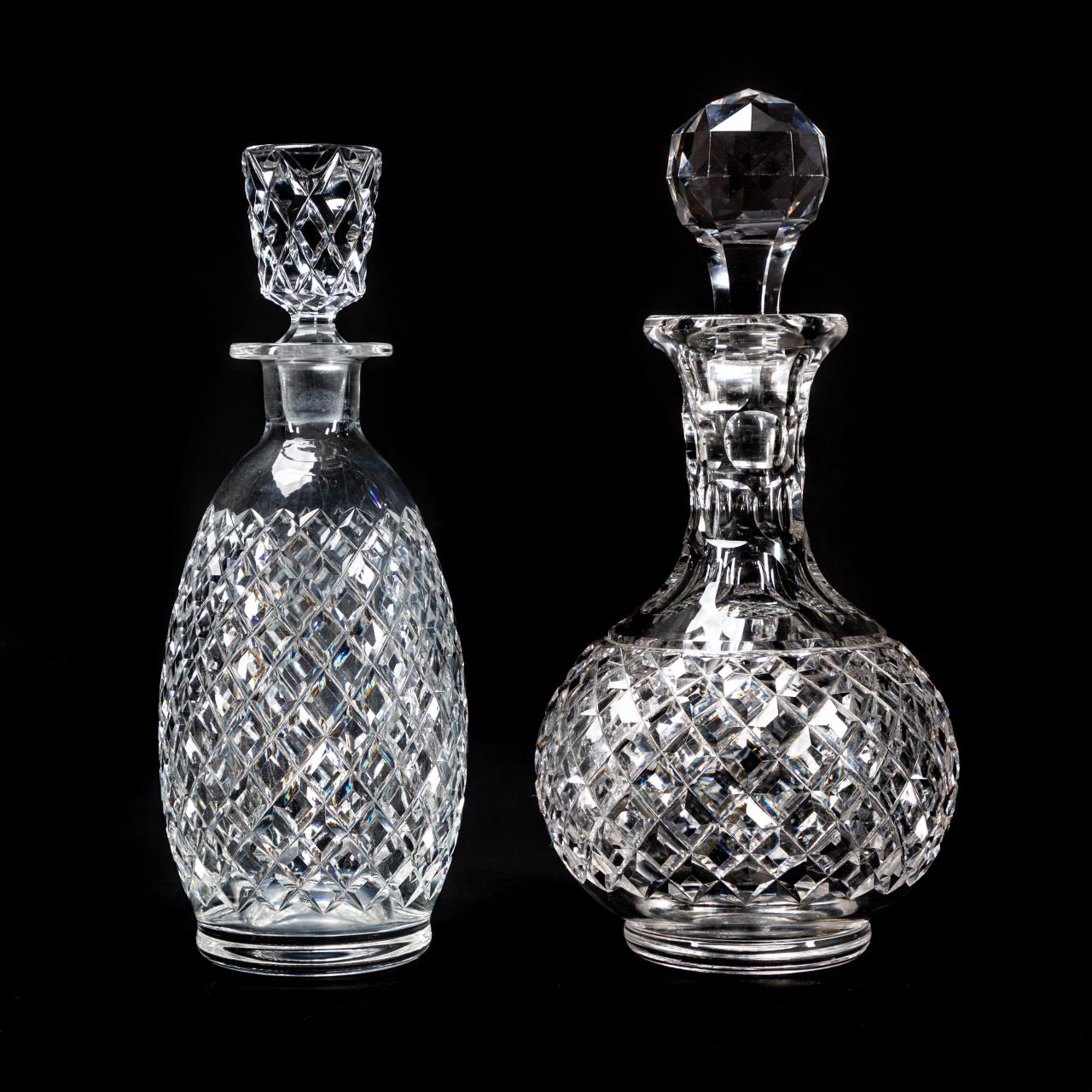 TWO HAWKES CUT GLASS "DELFT