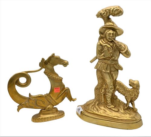 TWO HEAVY BRASS DOOR STOPSTwo Heavy