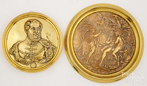 TWO HEAVY CAST BRONZE PLAQUESTwo