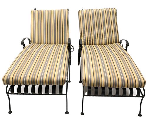 TWO HEAVY WROUGHT IRON OUTDOOR
