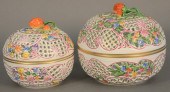 TWO HEREND BASKETS WITH LIDS A
